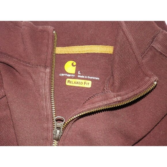 Carhartt Relaxed Fit Men's Deep Cranberry Pullover Size Large Quarter Zip JH800 - Picture 5 of 5